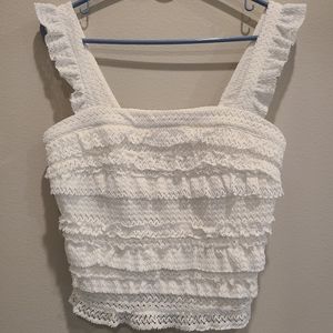 White Ruffled Crop Top (XL)